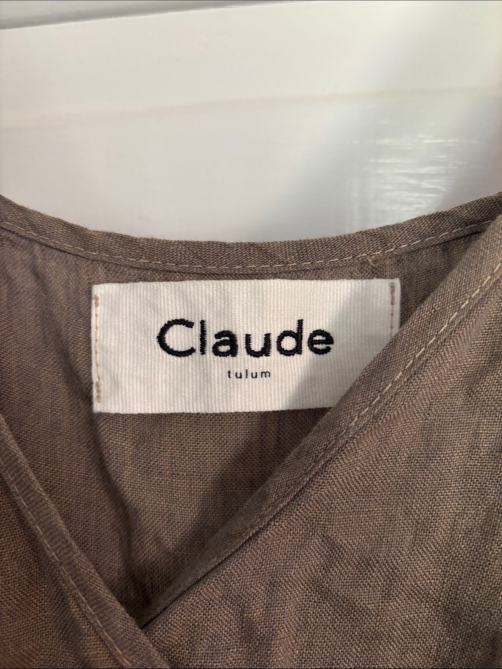 Claude Tulum Luxury Linen Wrap Midi Dress — Sleeveless V-Neck - Picture 2 of 4